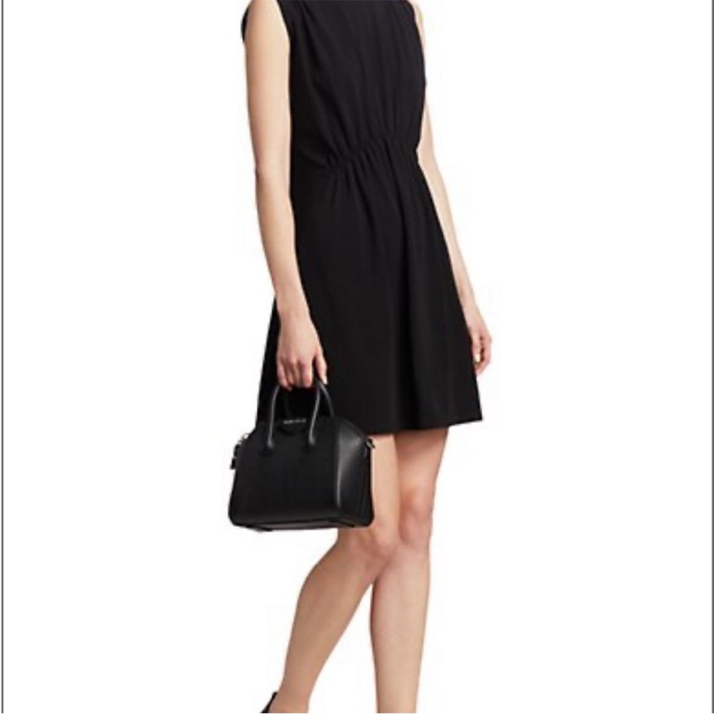 ATM Black Sleeveless Tuck Detail Gathered Dress